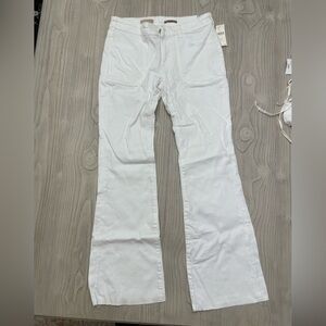 Anthropologie Petite White Flare-Leg Pants
